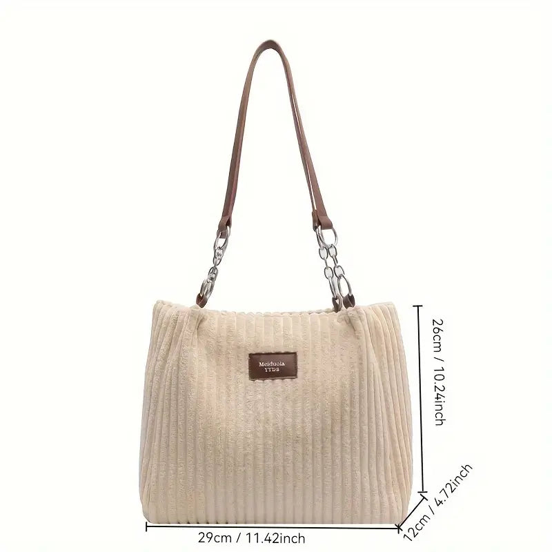 Noemi® | Elegante Borsa Tote in Velluto a Coste