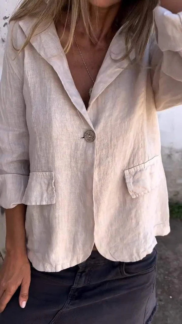 Elisa | Camicia con risvolto in cotone e lino