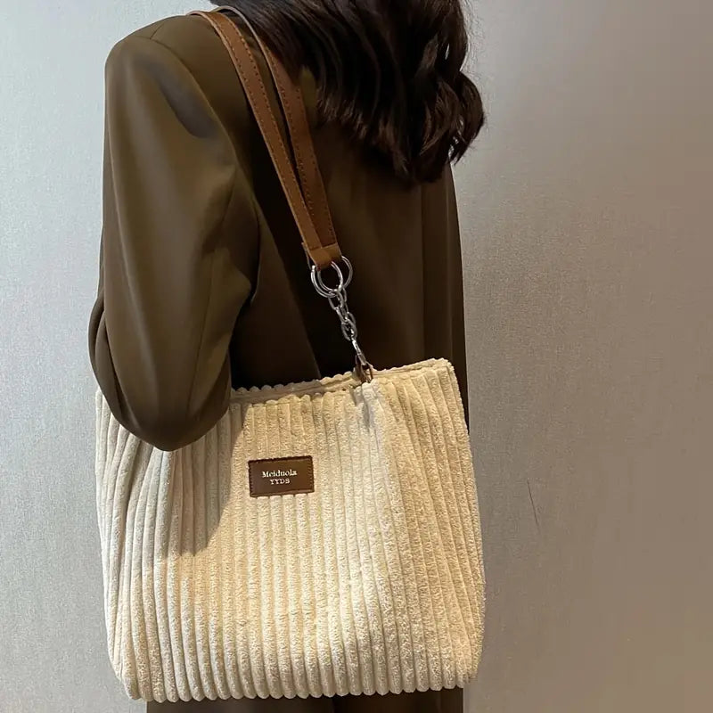 Noemi® | Elegante Borsa Tote in Velluto a Coste