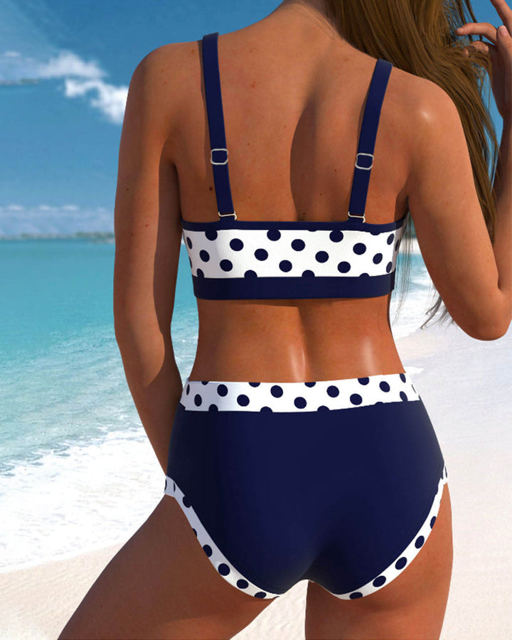 Alma® | Bikini patchwork a vita alta con pois