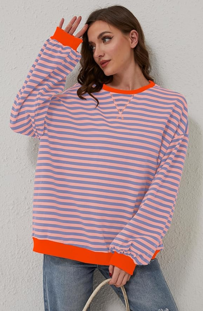 GIA™ - Maglia oversize a righe vivaci con accenti