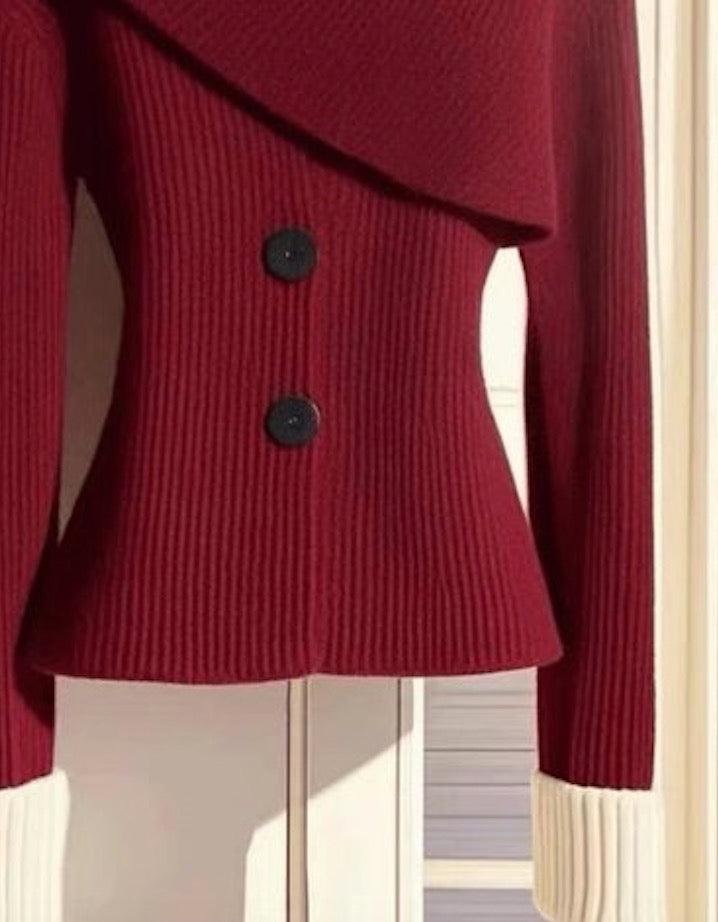 Angelica® | Maglione Rosso Unito a Maniche Lunghe con Collo Rotondo