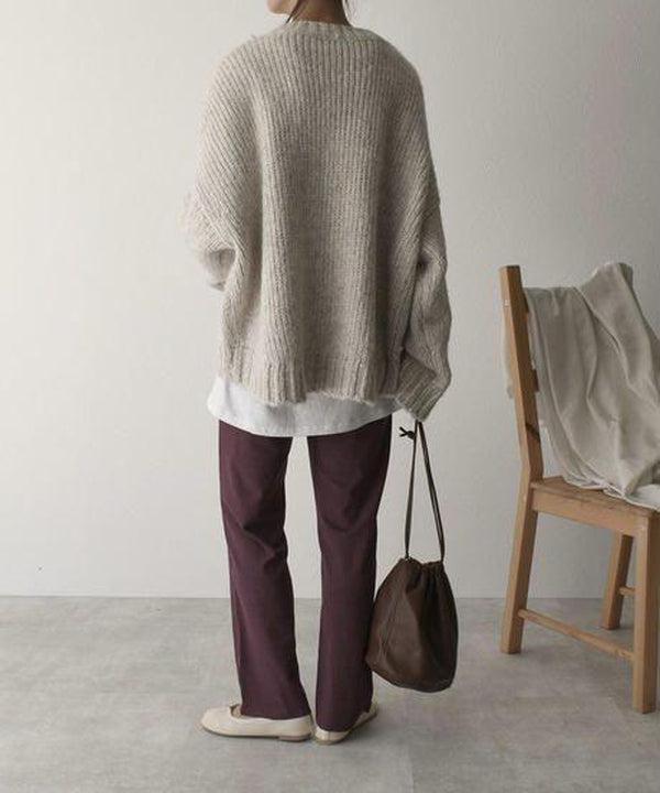 Viola® | Maglione Oversize Beige con Tasca Frontale