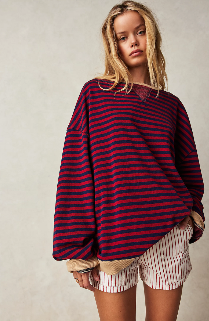 GIA™ - Maglia oversize a righe vivaci con accenti