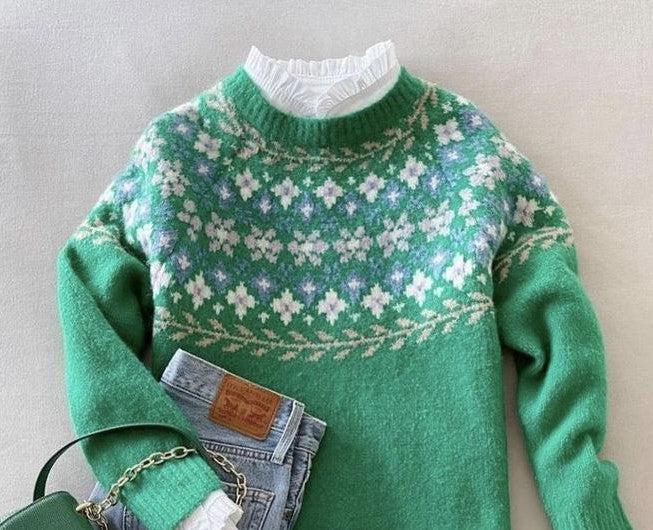 Carlotta® | Maglione Verde Fresco a Maniche Lunghe