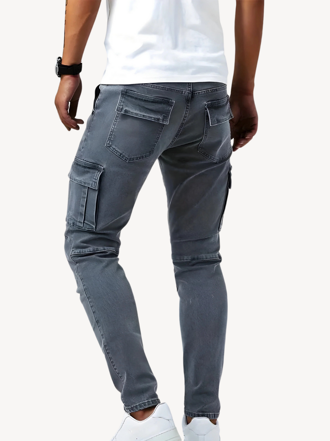 LORENZO - PANTALONI CARGO JEANS ELASTICIZZATI