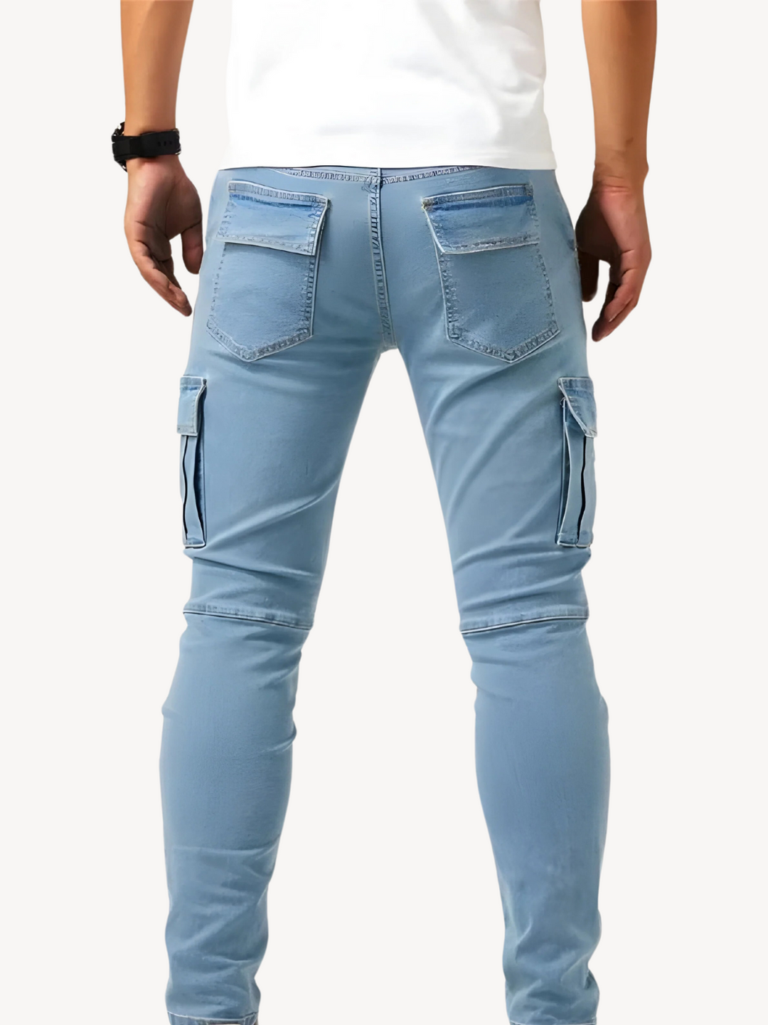 LORENZO - PANTALONI CARGO JEANS ELASTICIZZATI