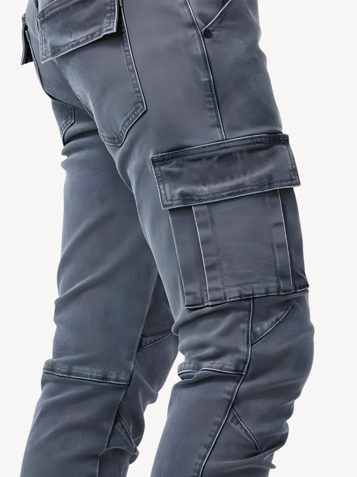 LORENZO - PANTALONI CARGO JEANS ELASTICIZZATI