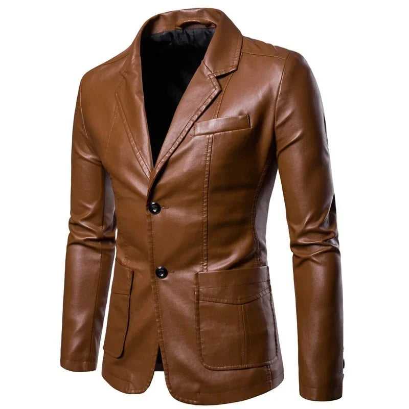 Dino® | Blazer in Pelle Marrone Elegante