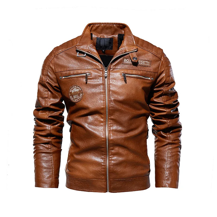 Vito® | Giacca Biker in Pelle Vintage Marrone Premium