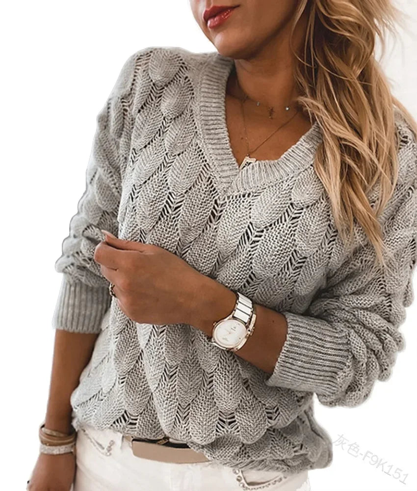 Livia® | Maglione Casual con Collo a V Ajouré