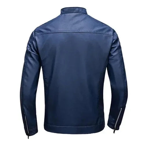 Piero® | Giacca Biker in Pelle Blu Elegante