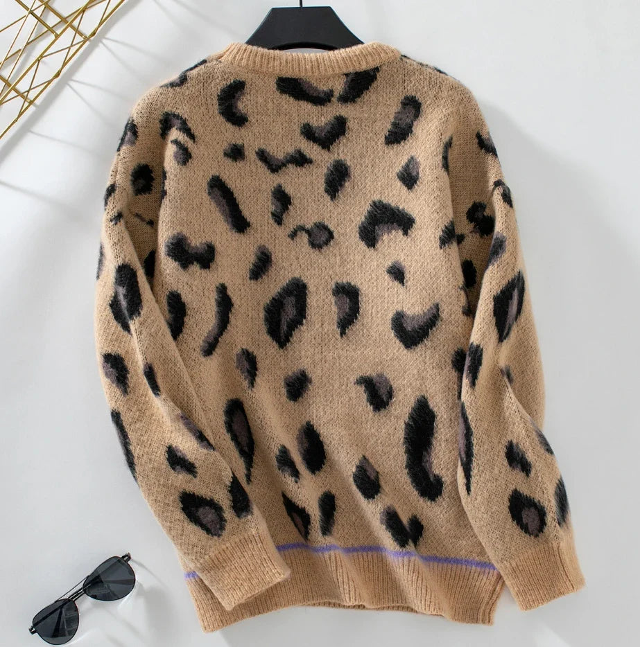 Bianca® | Maglione Jacquard in Lana con Stampa Leopardata