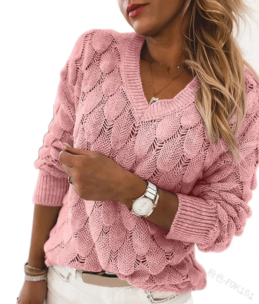 Livia® | Maglione Casual con Collo a V Ajouré