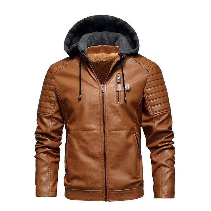 Toni® | Giacca Biker in Pelle con Cappuccio Rimovibile