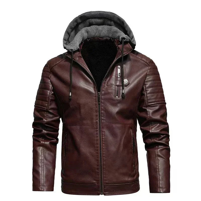 Toni® | Giacca Biker in Pelle con Cappuccio Rimovibile