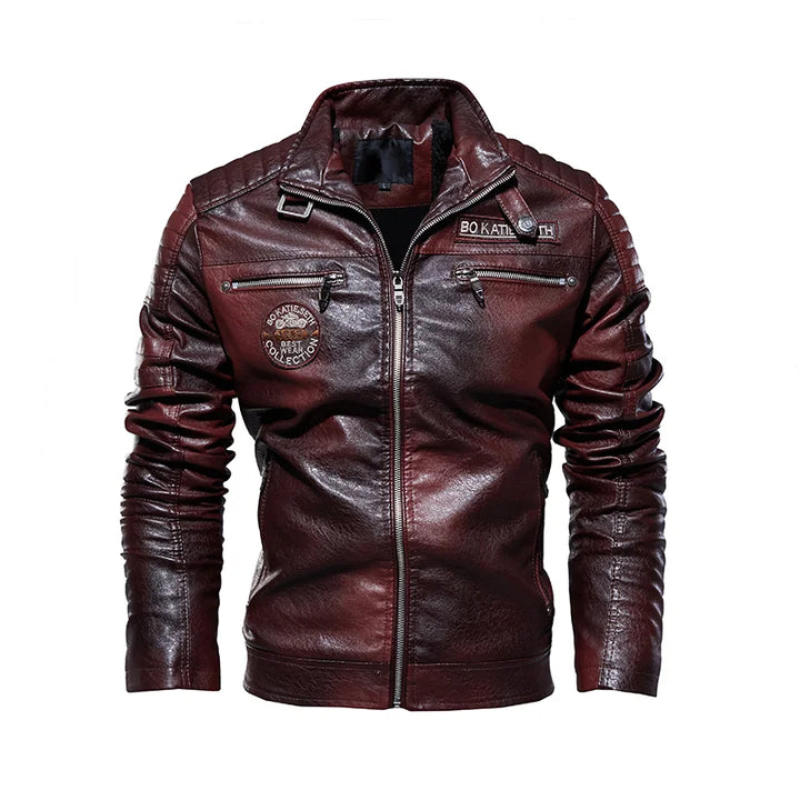 Vito® | Giacca Biker in Pelle Vintage Marrone Premium