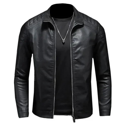 Piero® | Giacca Biker in Pelle Blu Elegante