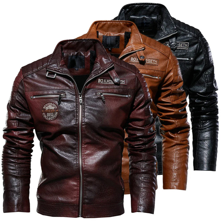 Vito® | Giacca Biker in Pelle Vintage Marrone Premium