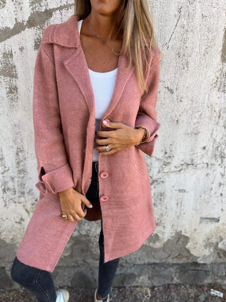 Rosa - Cappotto lungo casual con revers