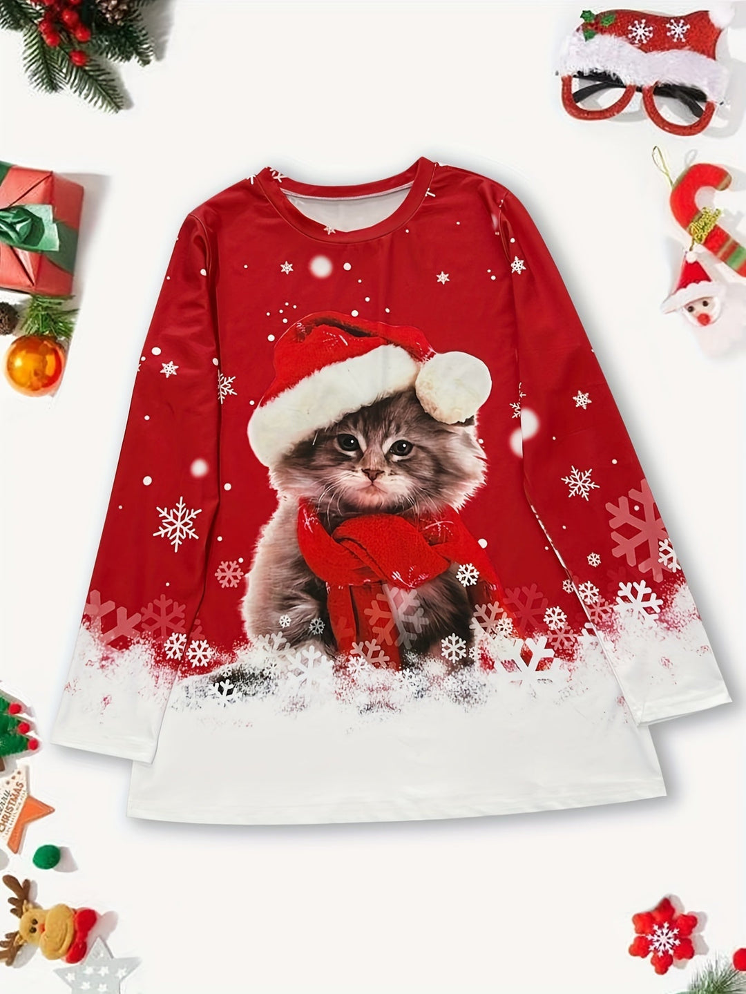 Martina® | Felpa con Gattino di Natale