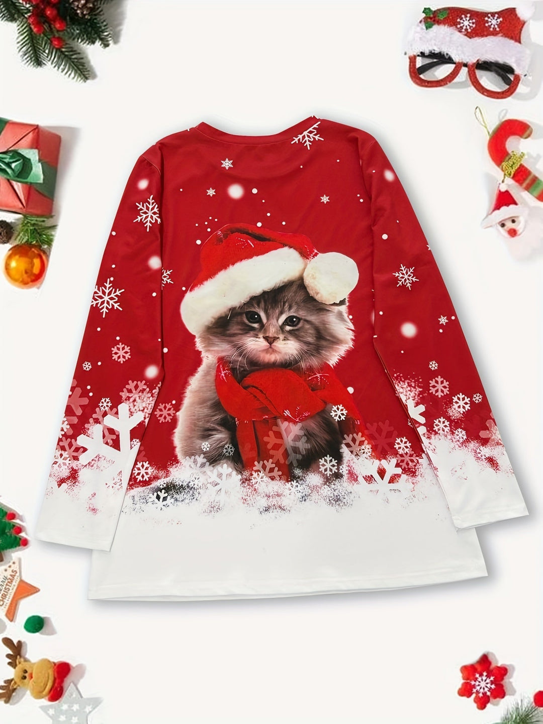 Martina® | Felpa con Gattino di Natale