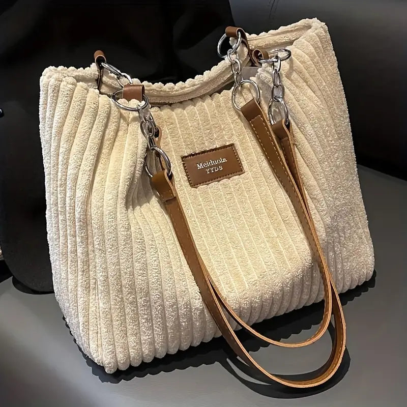 Noemi® | Elegante Borsa Tote in Velluto a Coste