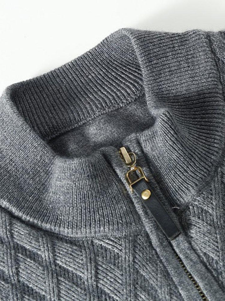 Enzo® | Maglione con Collo Alto e Mezzo Zip a Diamante