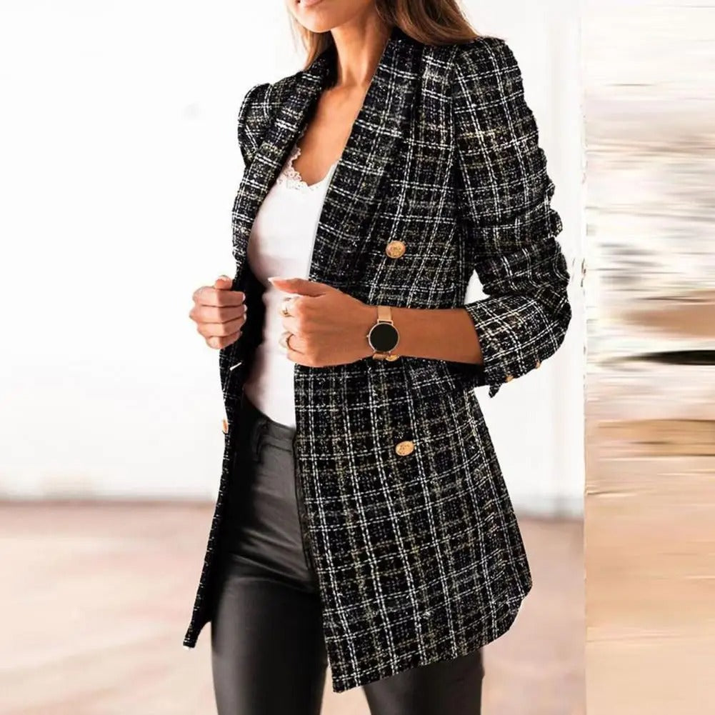 Martina® | Blazer a maniche lunghe con stampa scozzese